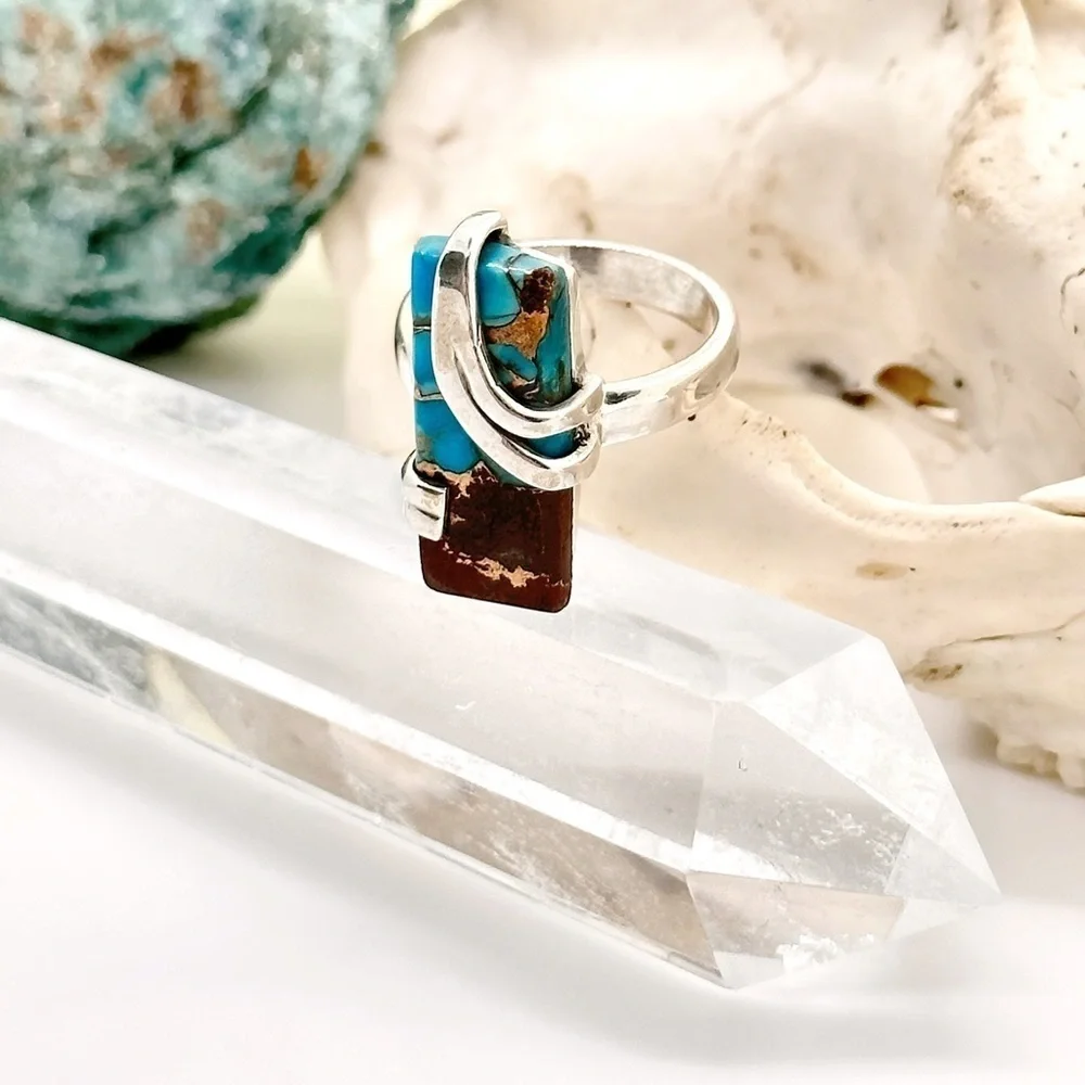 Rare Basalt Turquoise Solid Sterling Silver Ring